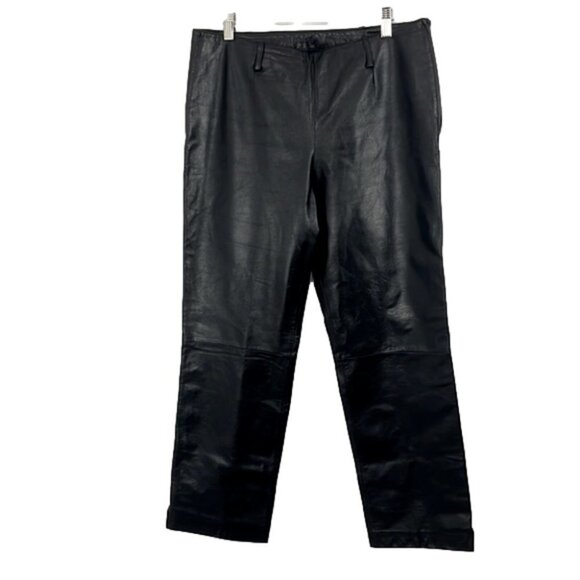 Danier Pants - Danier Black Leather Straight Leg Pants